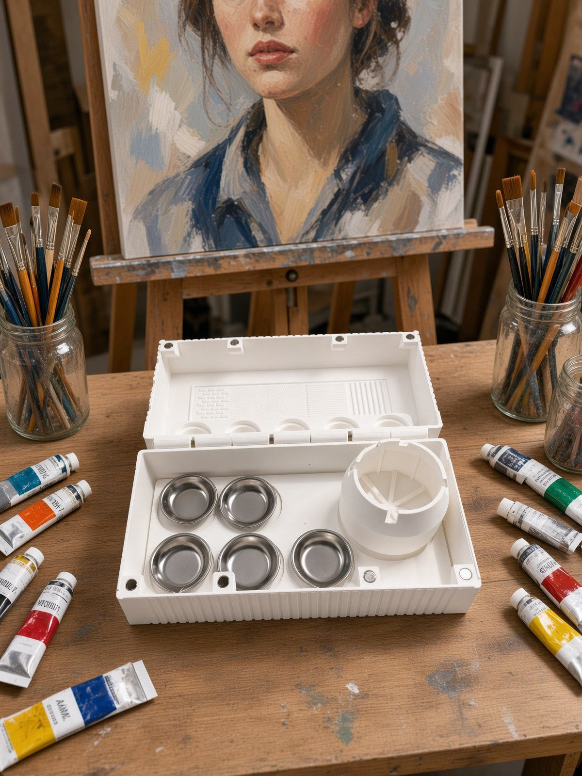 On the desk — studio setup