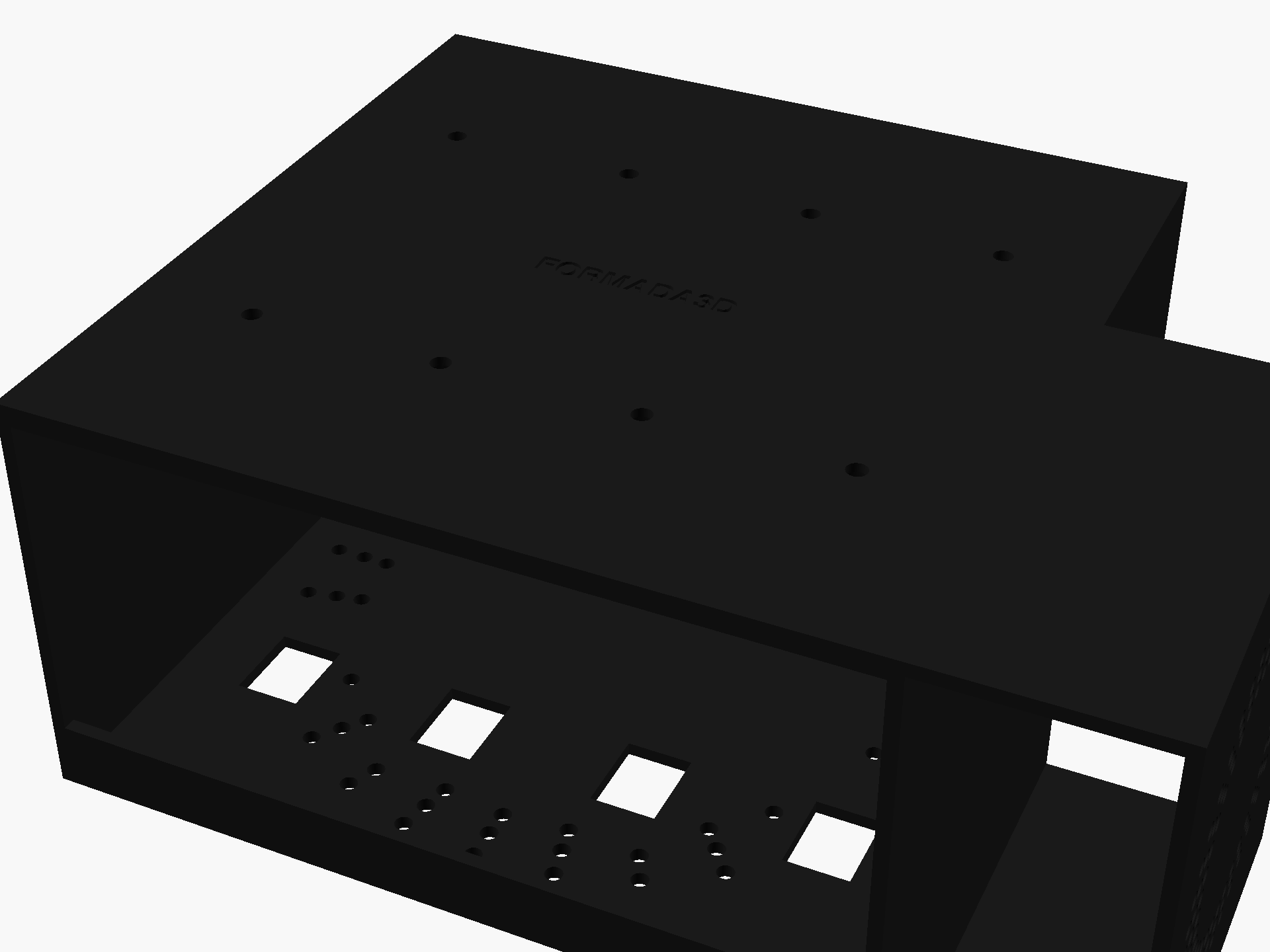 Front angle view of the combo mount showing both Mac Studio and Mac Mini cavities