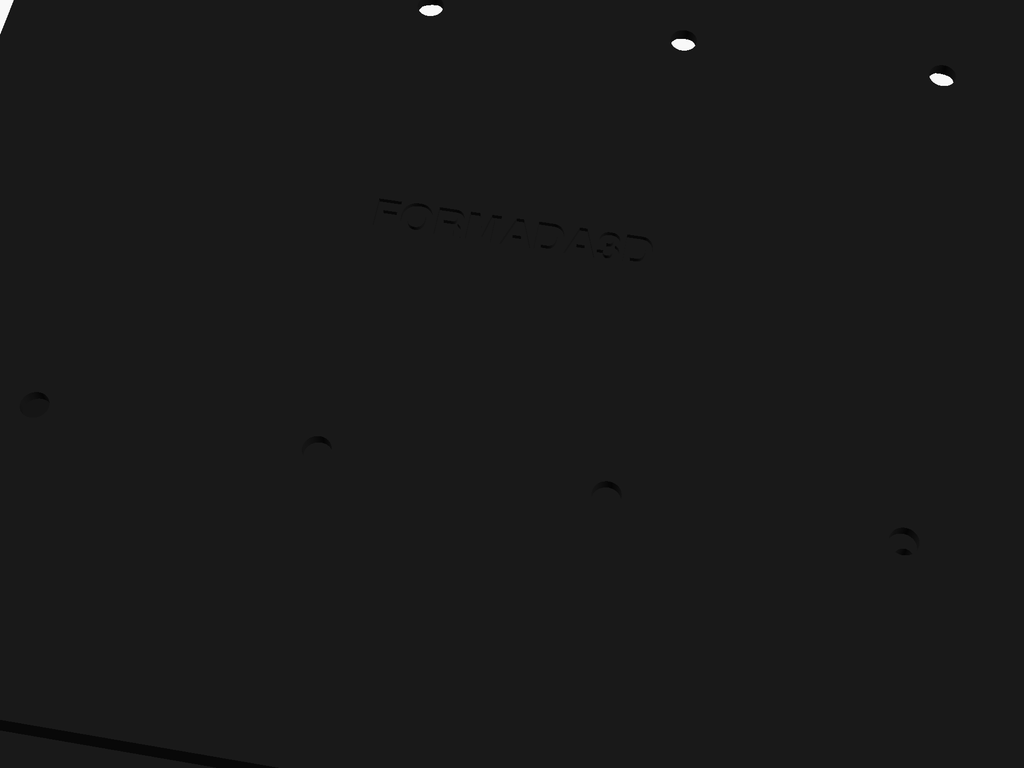 Top-down view of the combo mount top plate with countersunk screw holes