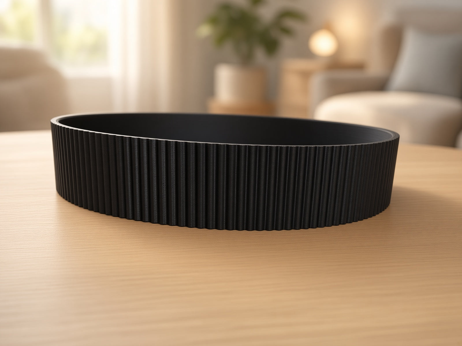 Fluted Round Tray - fine flute texture detail