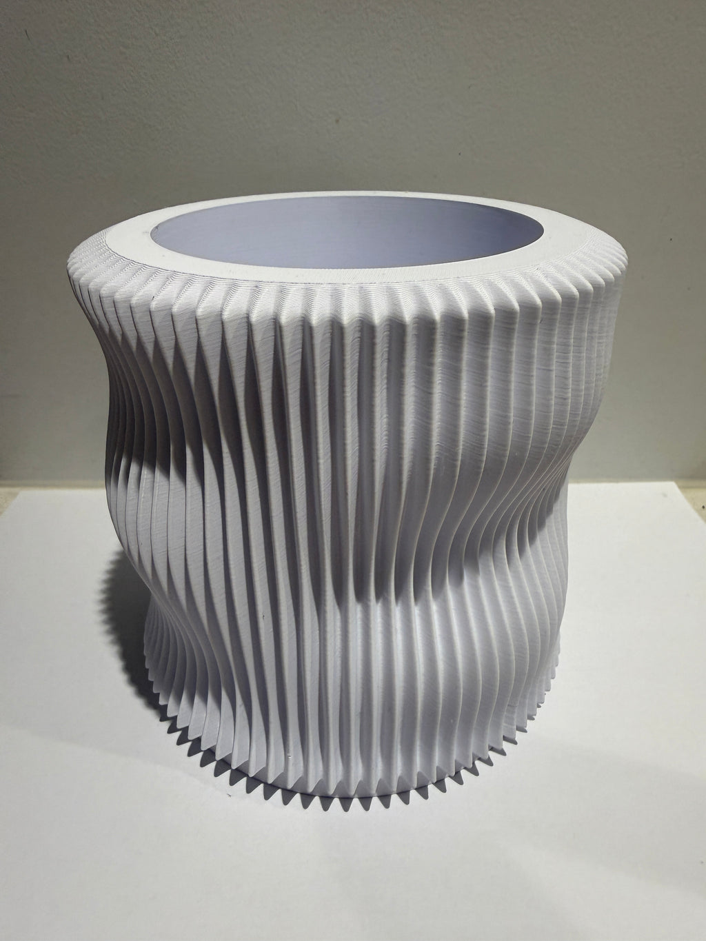 Soft Organic fluted desk planter, front view product photo