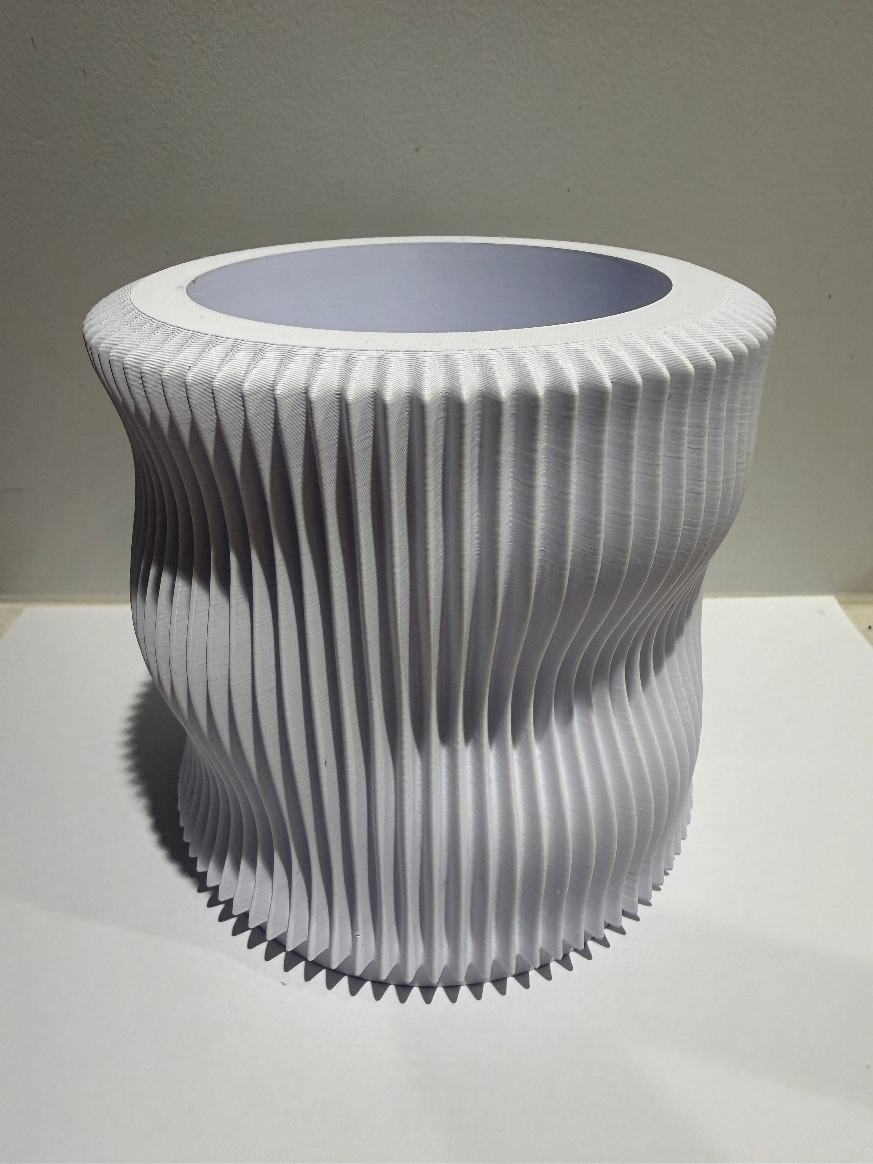 Soft Organic fluted desk planter, front view product photo