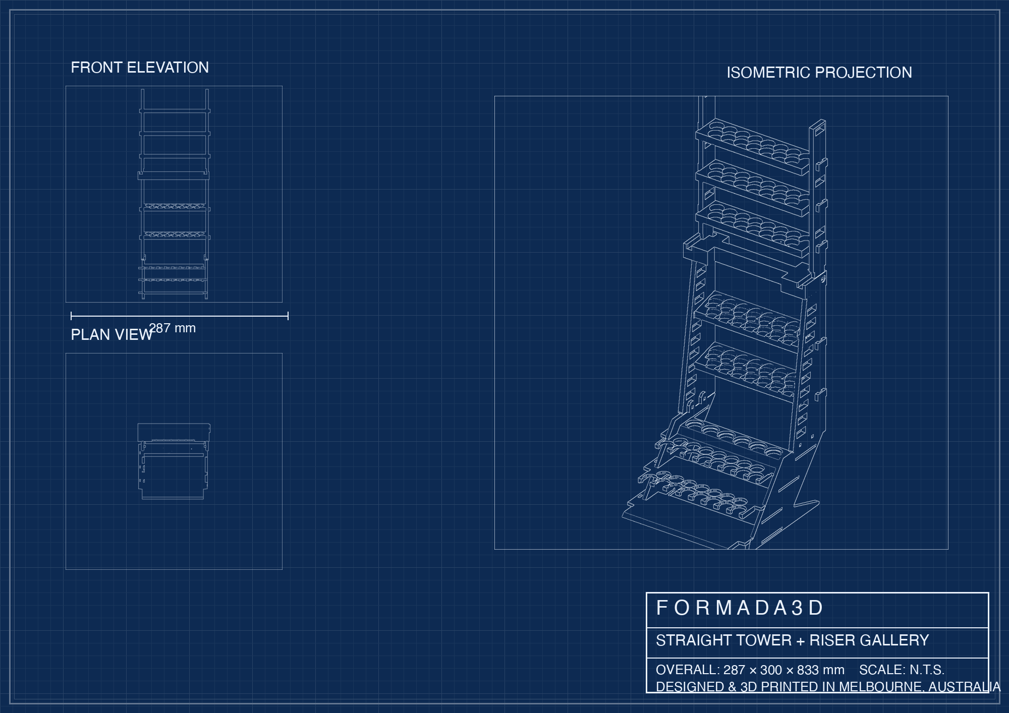 Technical blueprint: paint tower with riser gallery, 833 mm tall
