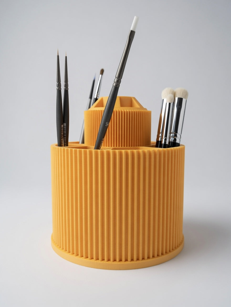 Front view of the loaded rotating brush carousel