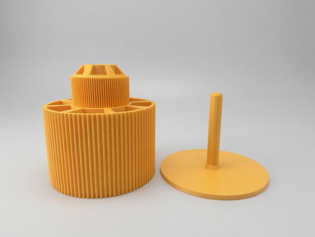 Two-piece kit: carousel drum and weighted pin base