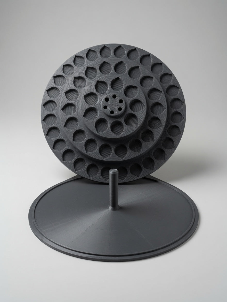 Rotating paint carousel rotor and base, two-part design