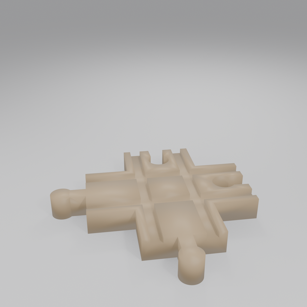 2 male + 2 female style 4-way crossing with pegs and sockets for inline connection