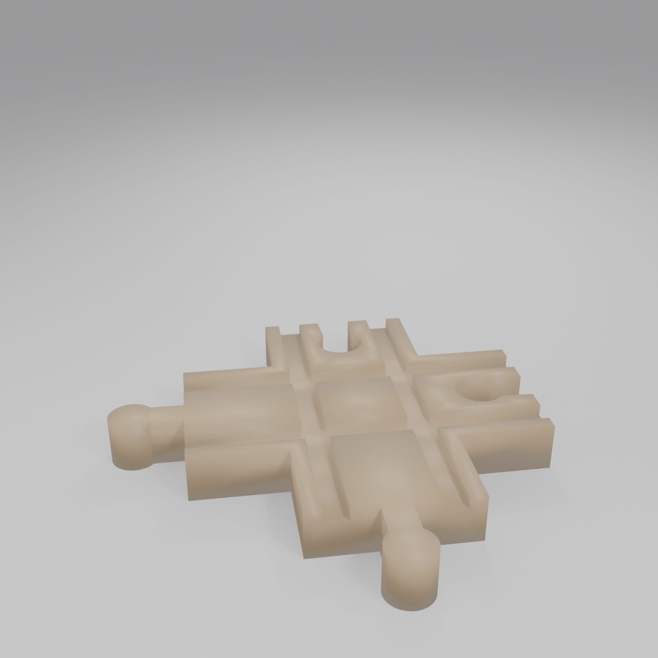 2 male + 2 female style 4-way crossing with pegs and sockets for inline connection