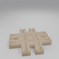 4-way train track crossing with female sockets on all four ends, compatible with BRIO and IKEA wooden railways