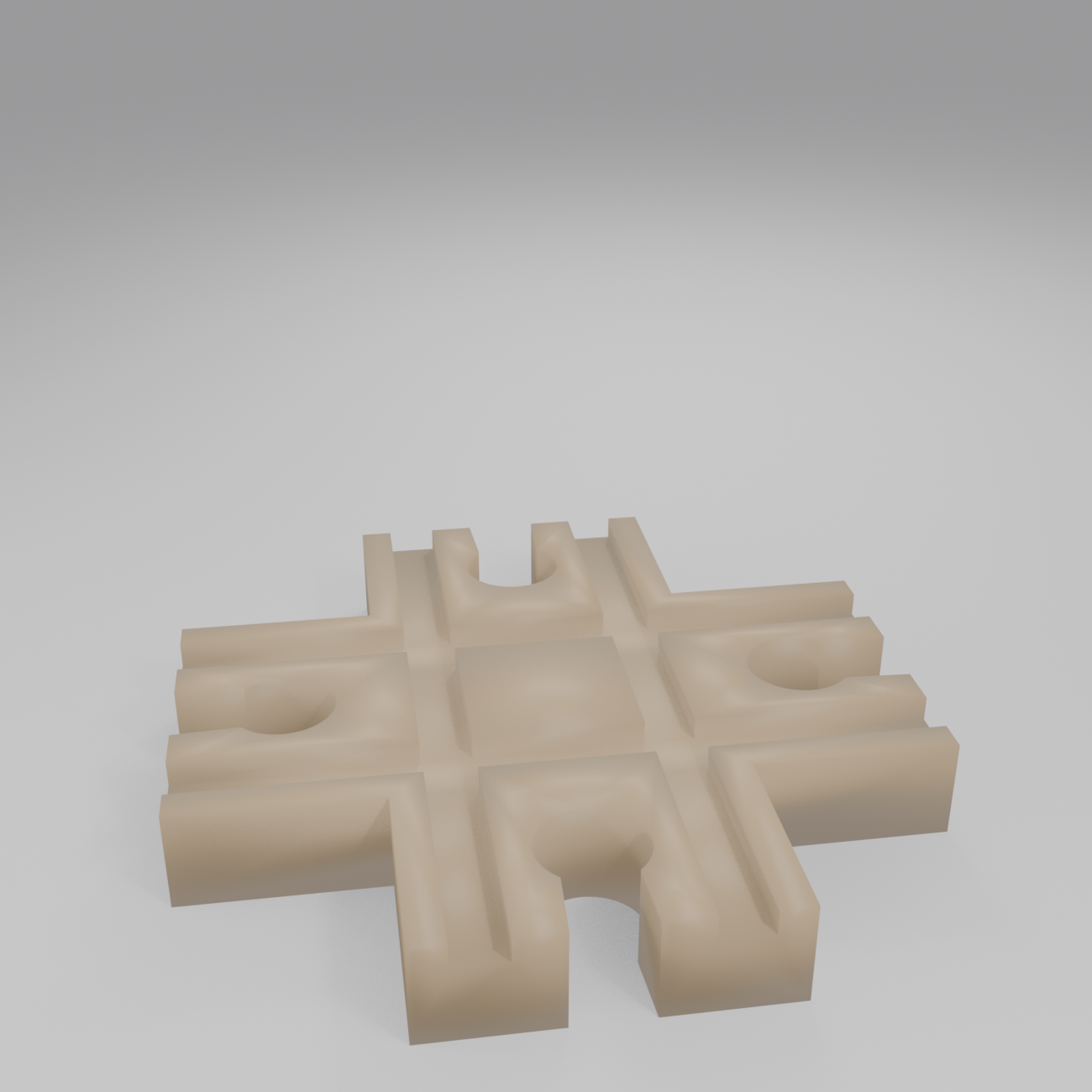 4-way train track crossing with female sockets on all four ends, compatible with BRIO and IKEA wooden railways