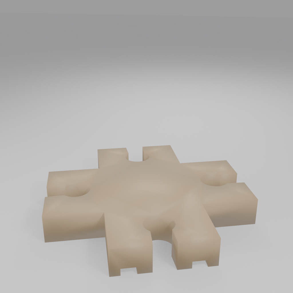 Underside of the all-female 4-way crossing, printed flat as one solid piece
