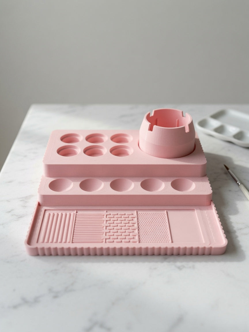 Painting Tray Medium | Miniature Painting Station | Water Bay, Wells & Drybrush Pad