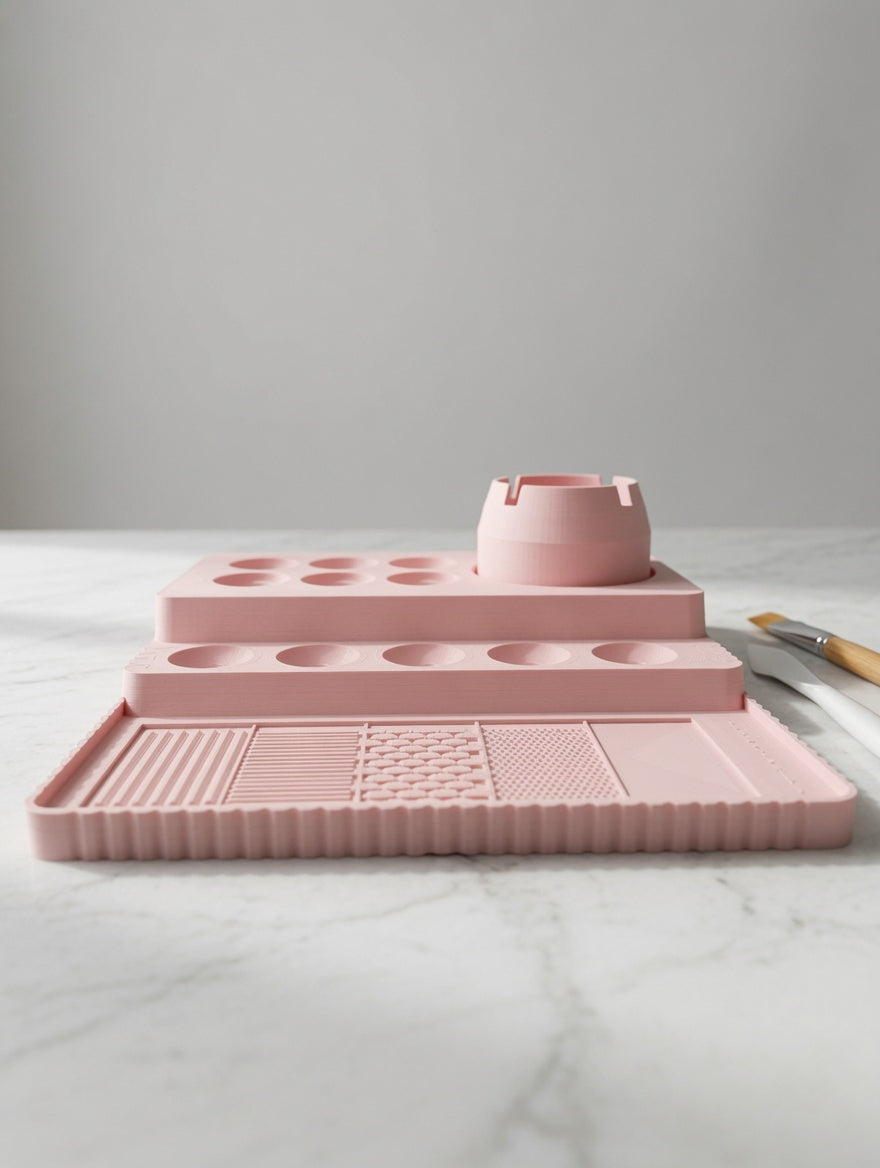 Painting Tray Medium | Miniature Painting Station | Water Bay, Wells & Drybrush Pad