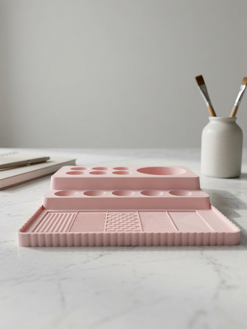 Painting Tray Medium | Miniature Painting Station | Water Bay, Wells & Drybrush Pad