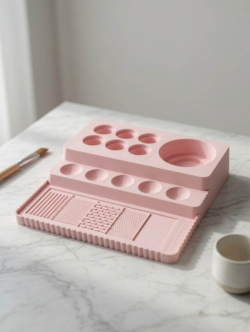 Painting Tray Medium | Miniature Painting Station | Water Bay, Wells & Drybrush Pad