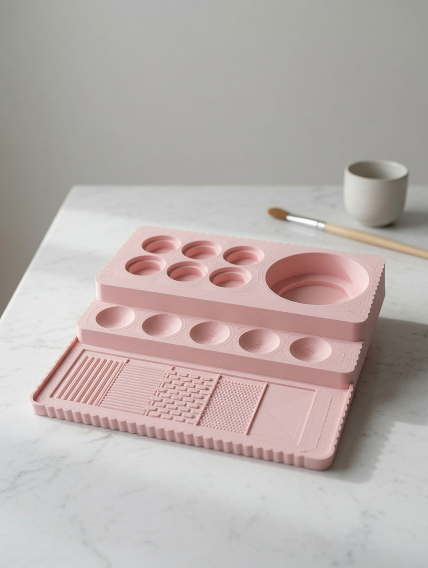 Painting Tray Medium | Miniature Painting Station | Water Bay, Wells & Drybrush Pad