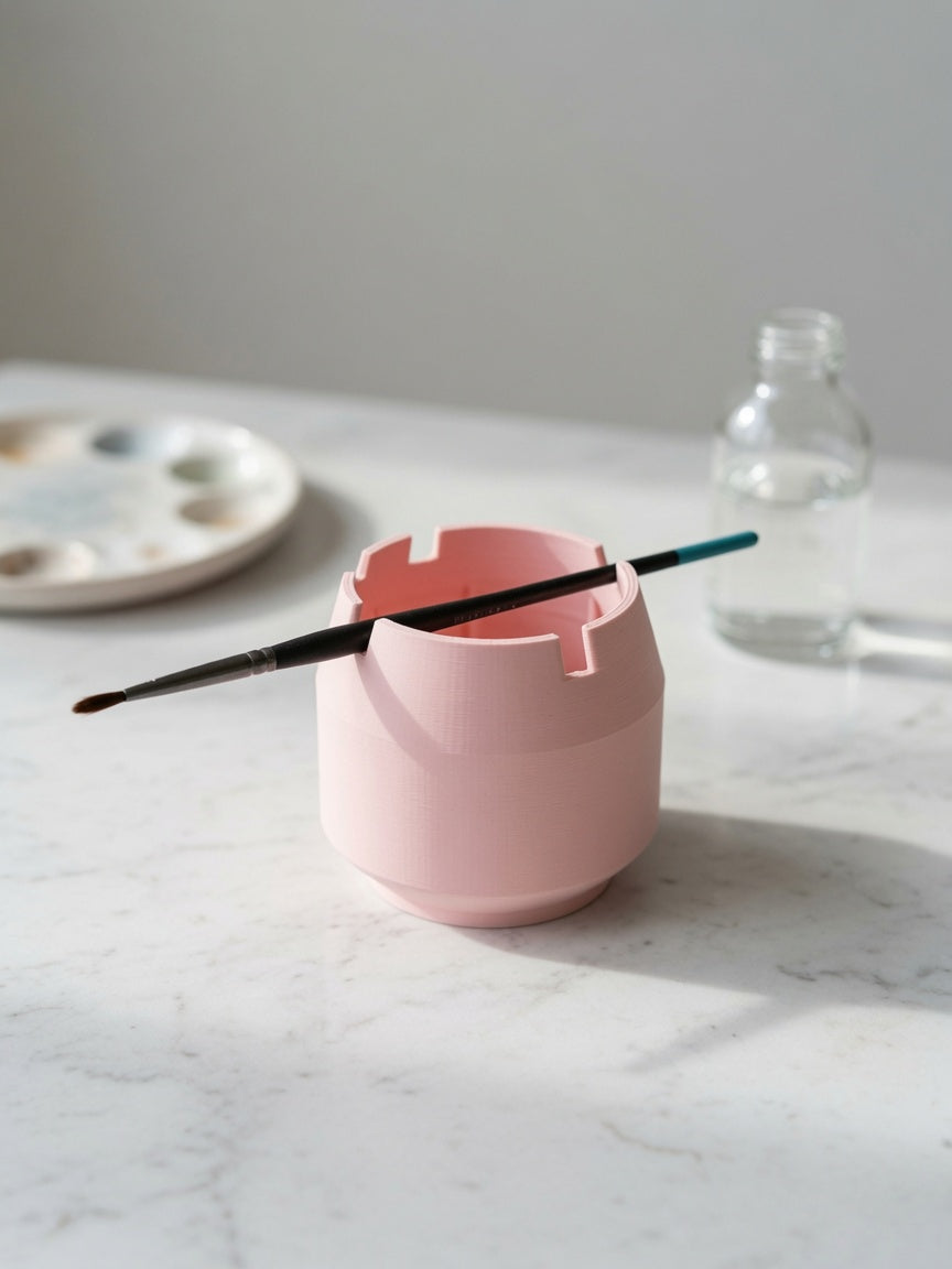 Water Pot Medium | Brush Rinse Cup with Agitator & Brush Rest | For Painting Station