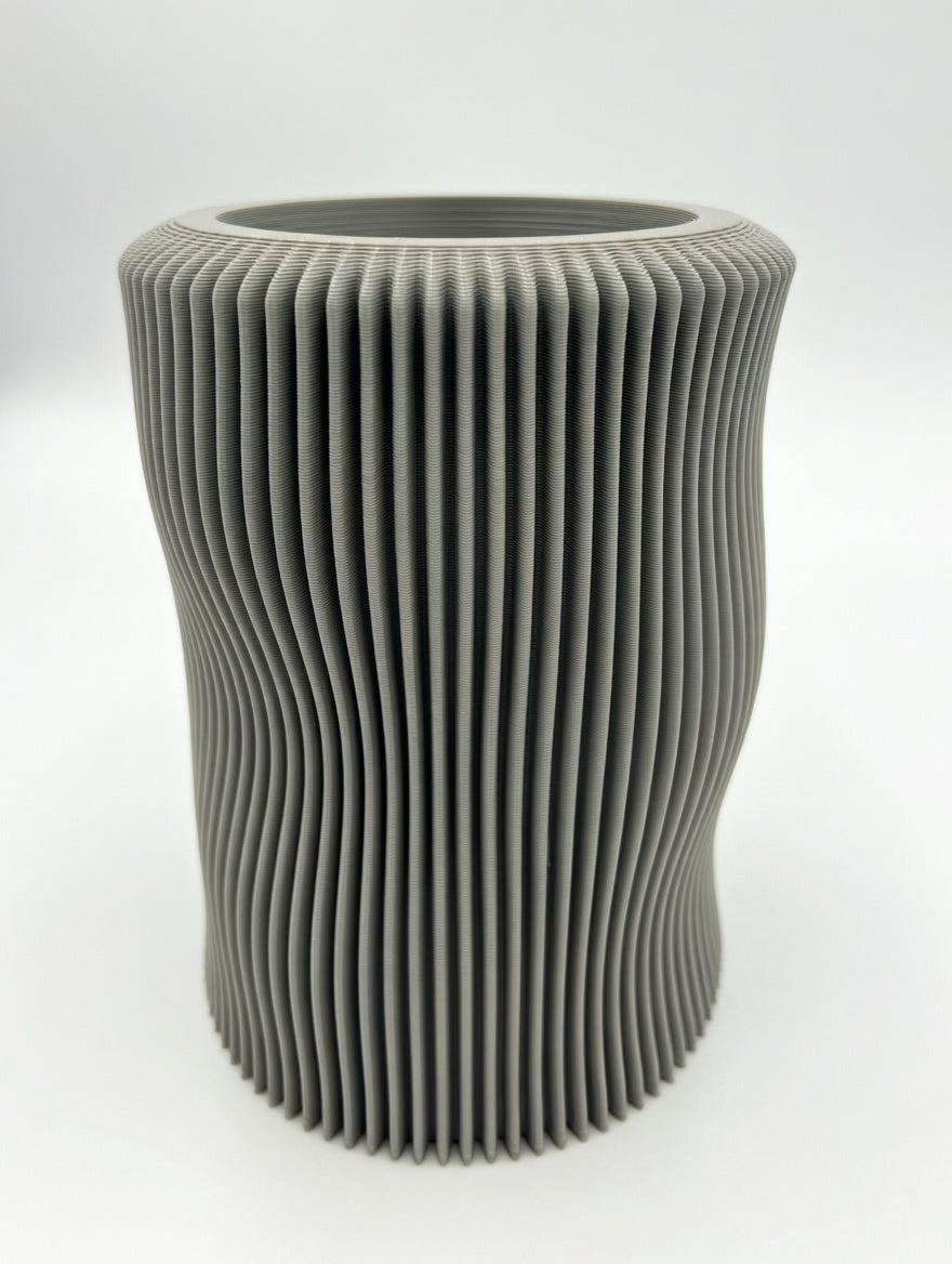 Top view showing the flutes curving over the rim into the interior