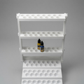 Combo: riser display stand mounted on 60-bottle paint rack with dropper bottles — Formada3D
