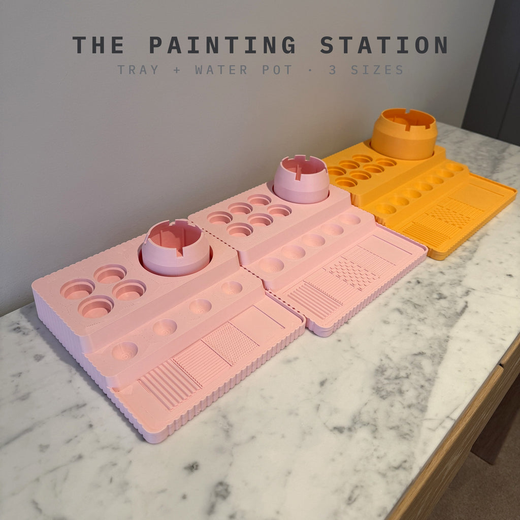 Painting Station Combo | Tray + Matching Water Pot | 3 Sizes