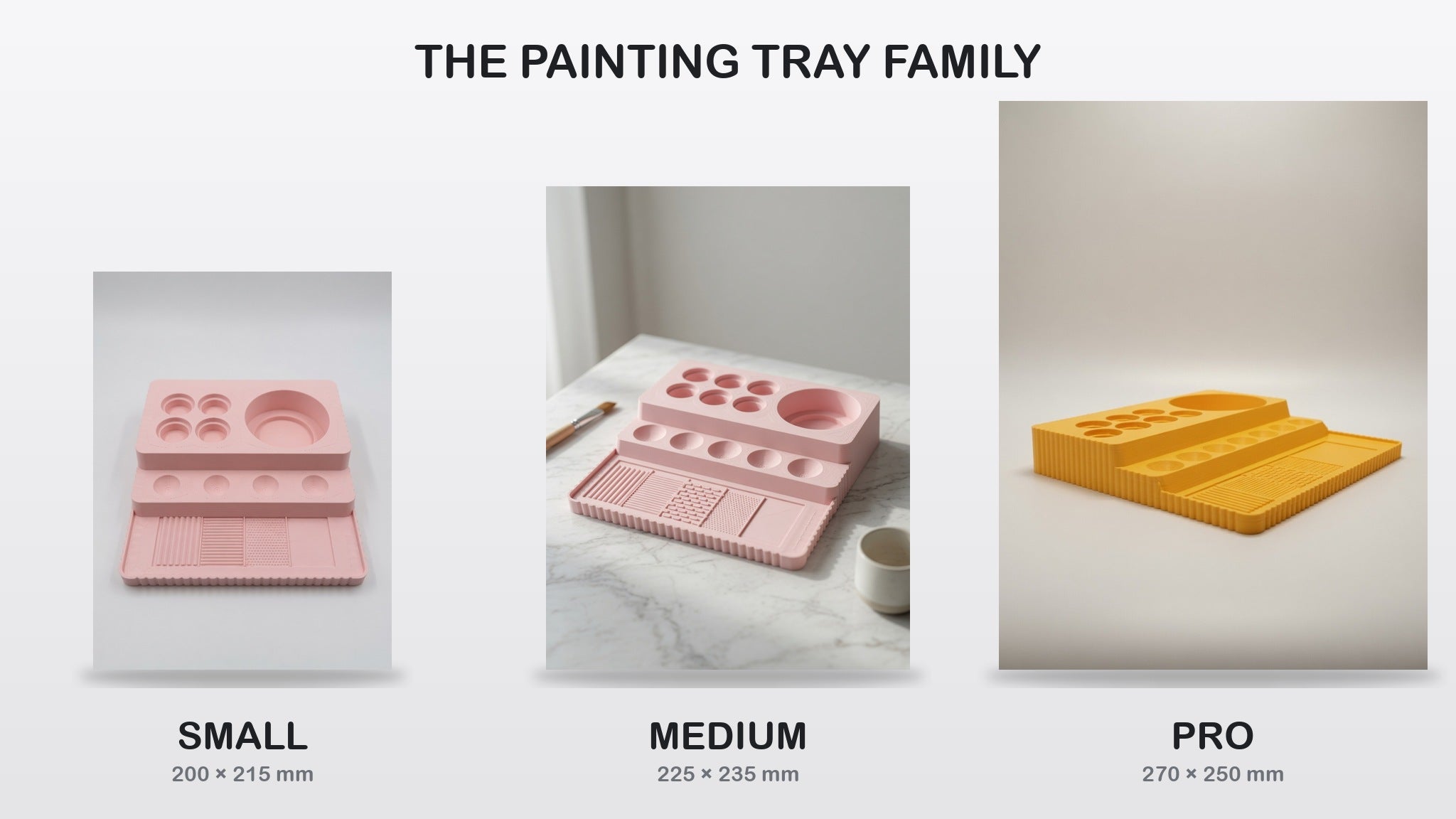 Painting Tray | All-In-One Miniature Painting Station | Water Bay, Universal Wells, Mixing Dishes & Drybrush Lab | 3 Sizes