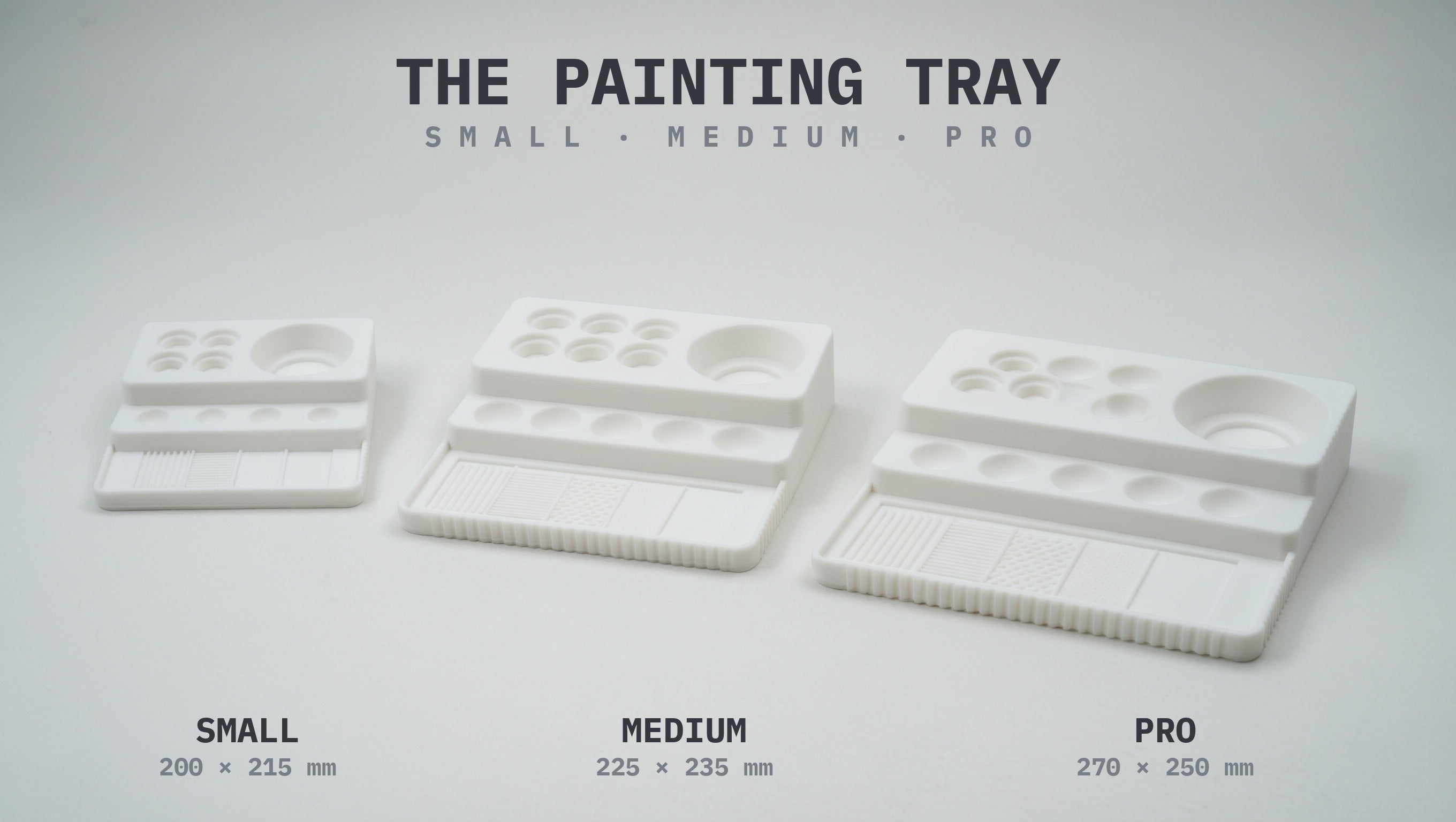 Painting Tray | All-In-One Miniature Painting Station | Water Bay, Universal Wells, Mixing Dishes & Drybrush Lab | 3 Sizes