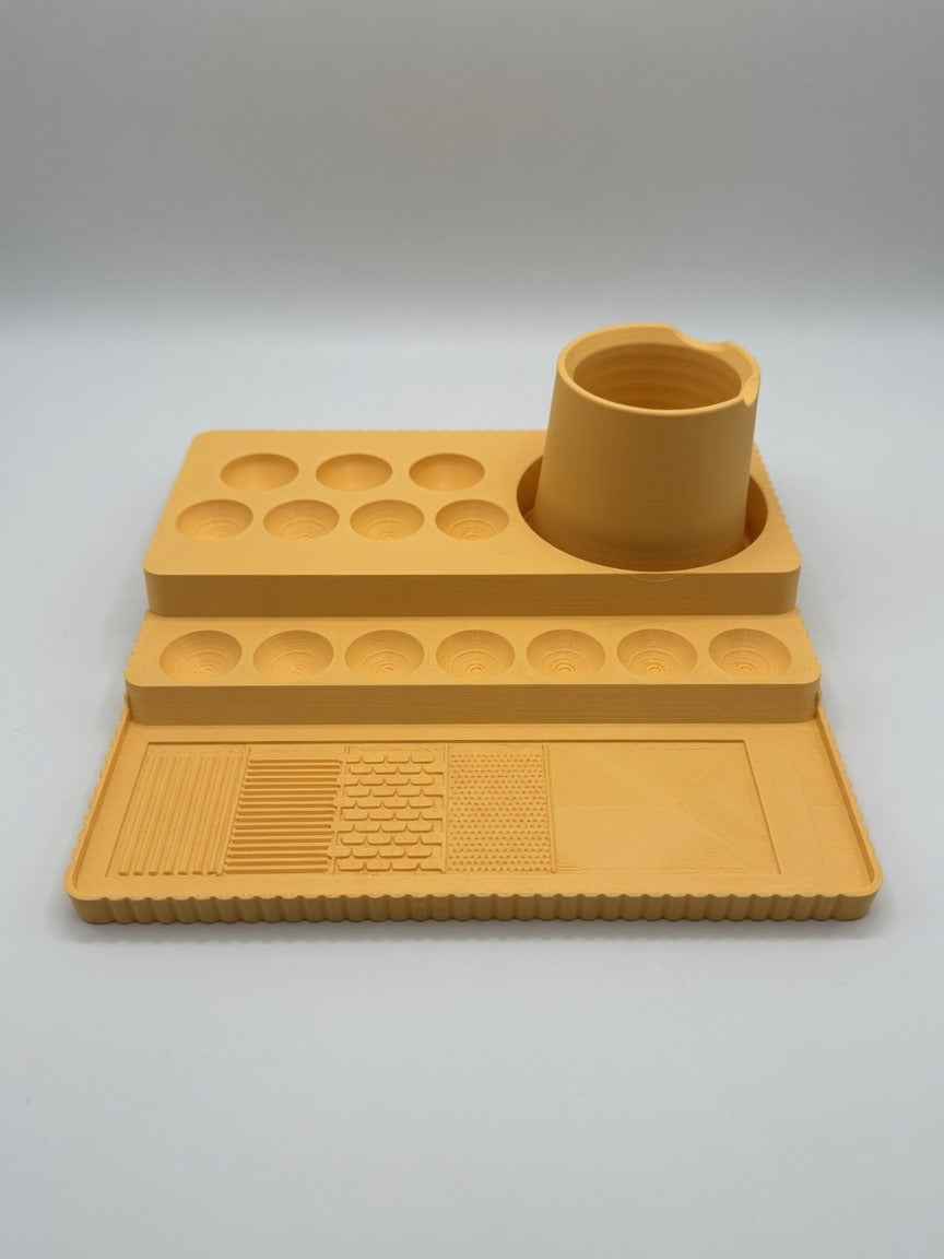 Painting Tray Pro | All-In-One Miniature Painting Station | Water Bay, 7 Wells, Mixing Dishes & Drybrush Lab