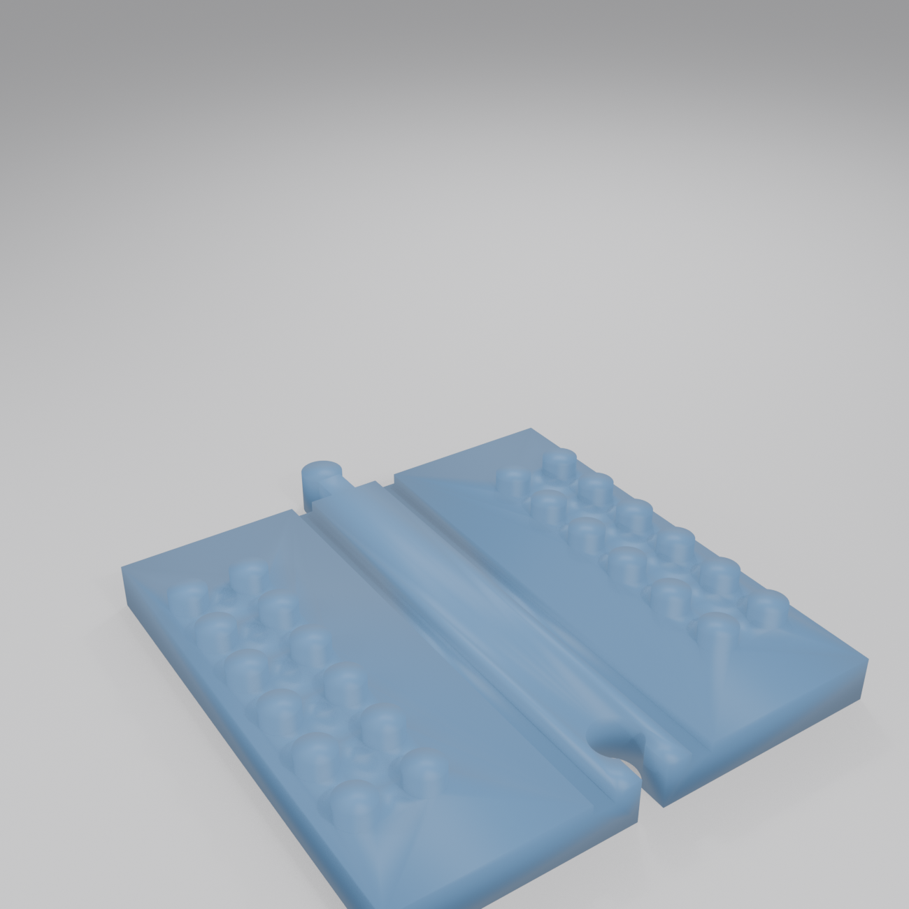 Isometric view of the train track DUPLO baseplate tile