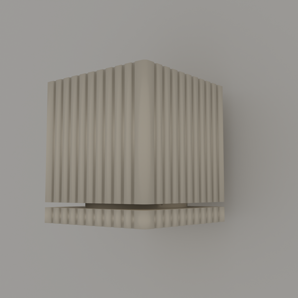 Render of the square fluted planter box mounted flush on a wall