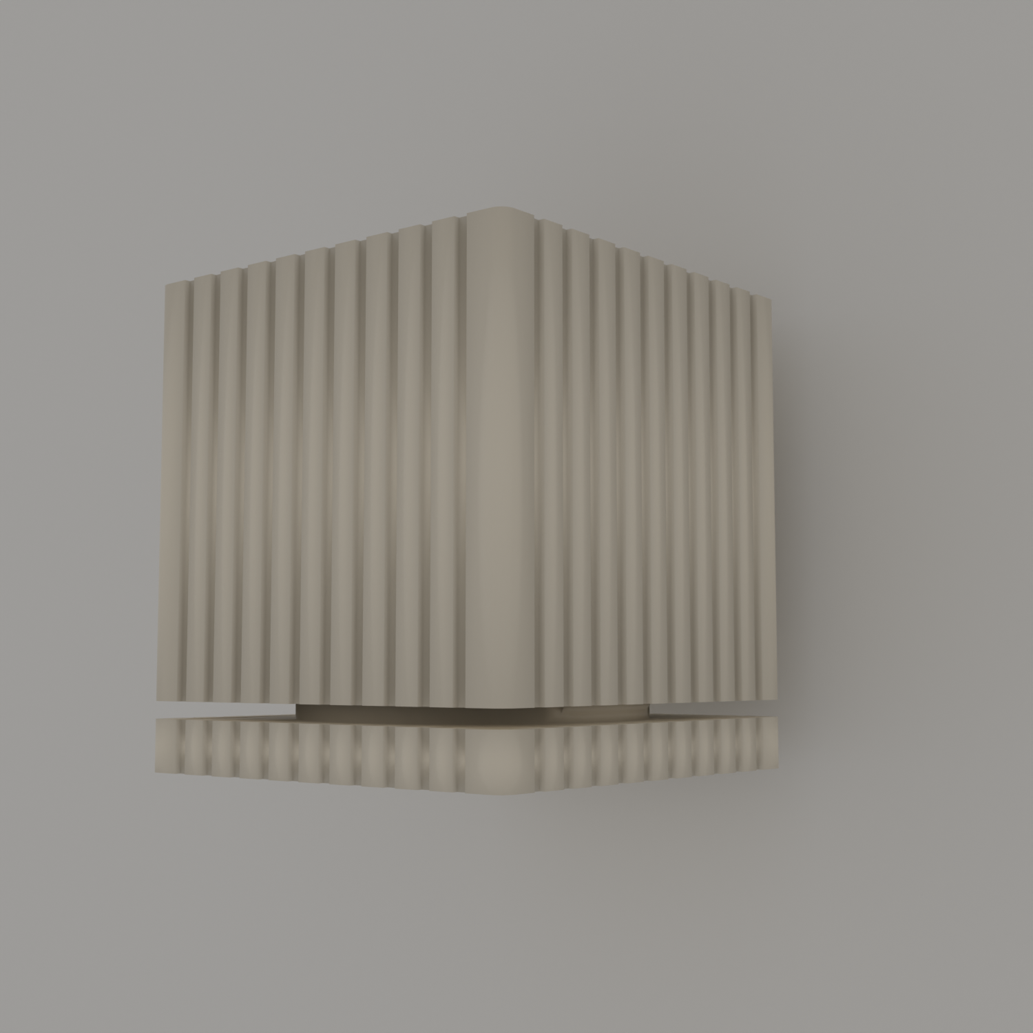 Render of the square fluted planter box mounted flush on a wall