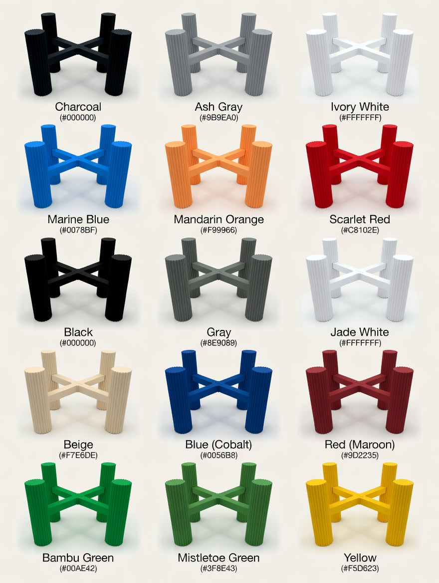 Colour options grid for the round fluted elevated stand