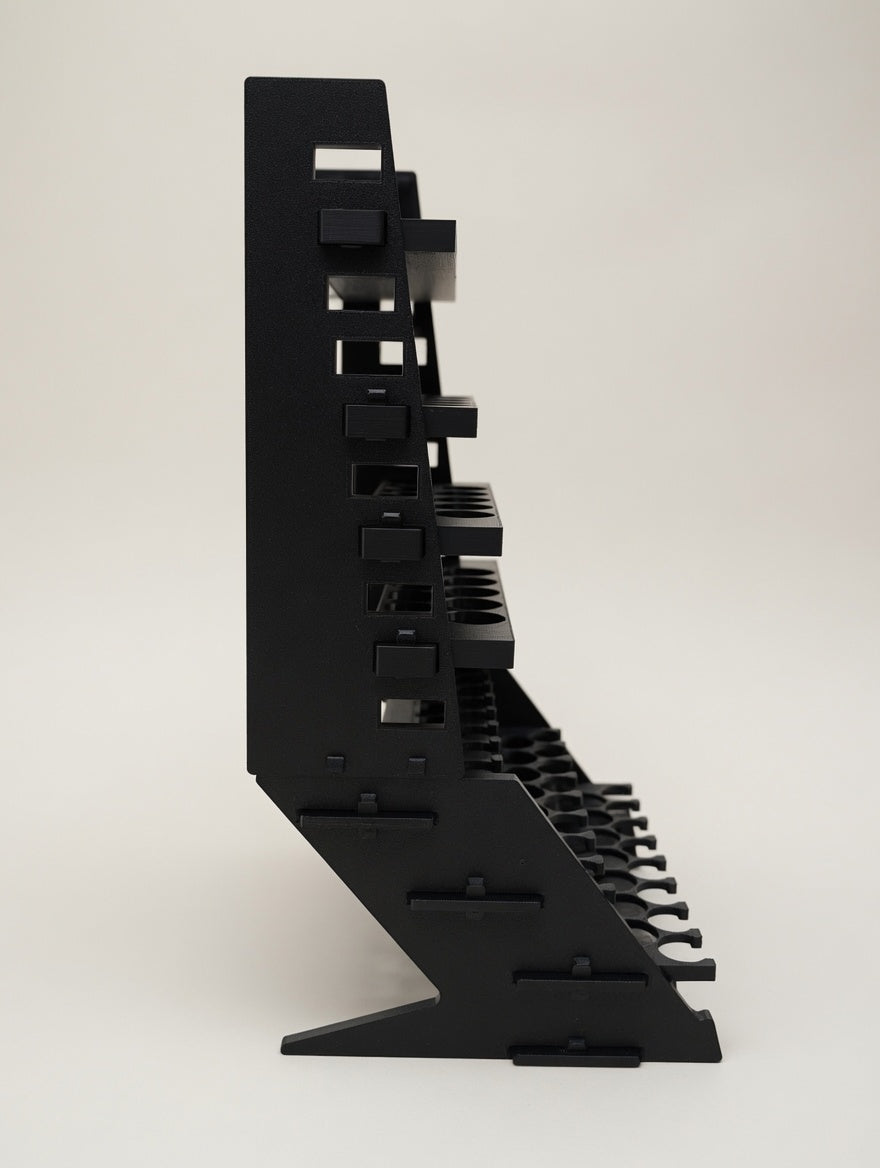 Formada3D Straight Tower with Riser Gallery, matte black, studio side profile