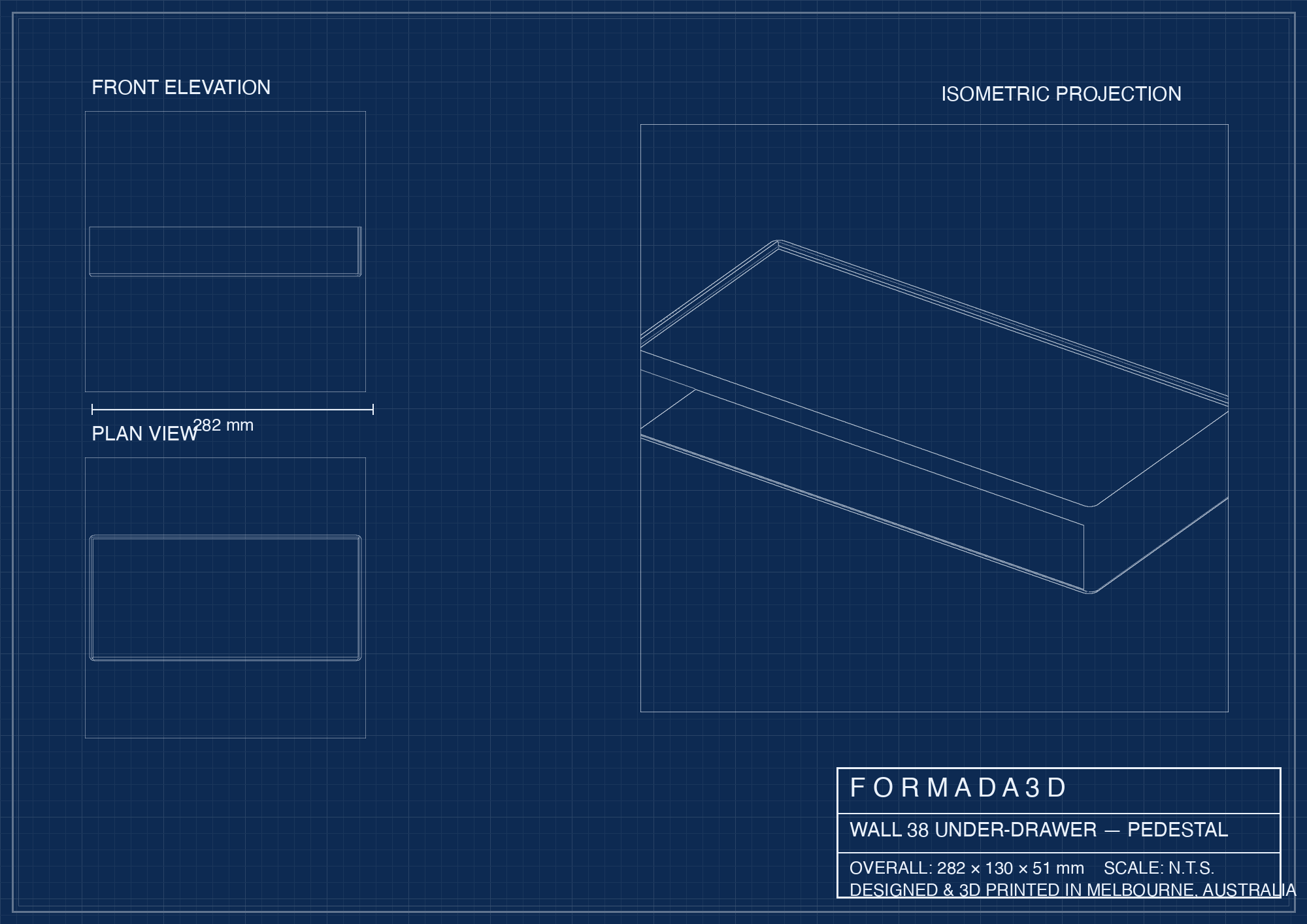 Under-Drawer for Wall Paint Rack 38 | Desk Pedestal + Storage Drawer | 3 Heights | 3D Printed