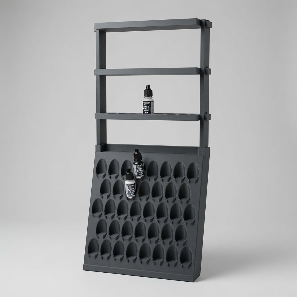Front view of the assembled wall combo with bottles