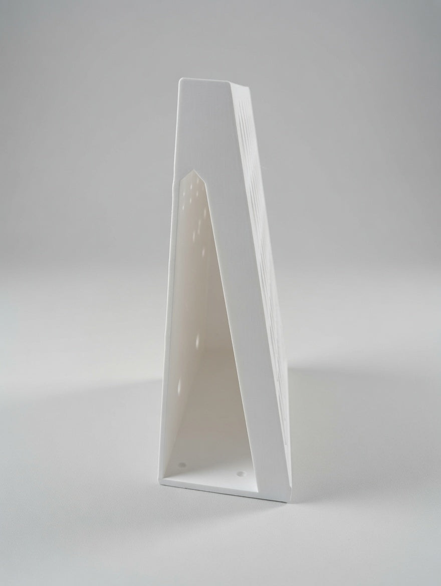 Rear profile of the wall paint rack showing lean geometry